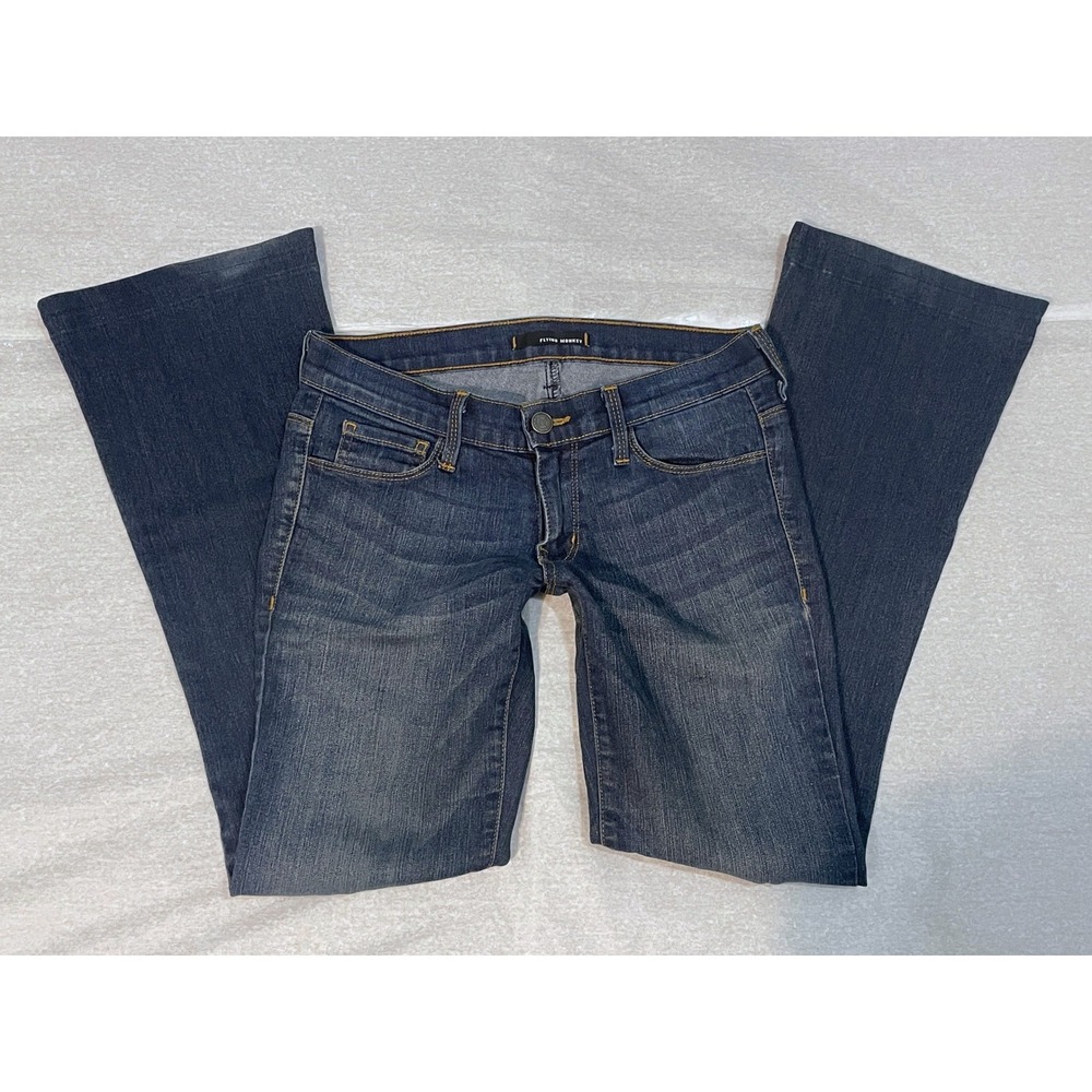 Flying Monkey Low Waisted Flare Wide Leg Blue Womens Jeans W28